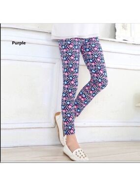 BOUTIQUE Blue & Pink Floral Girls Soft Leggings 2T